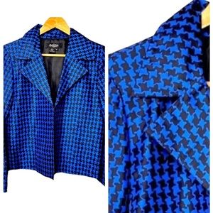 Peck & Peck |100% SILK Royal Blue/Black Houndstooth Jacket 8P